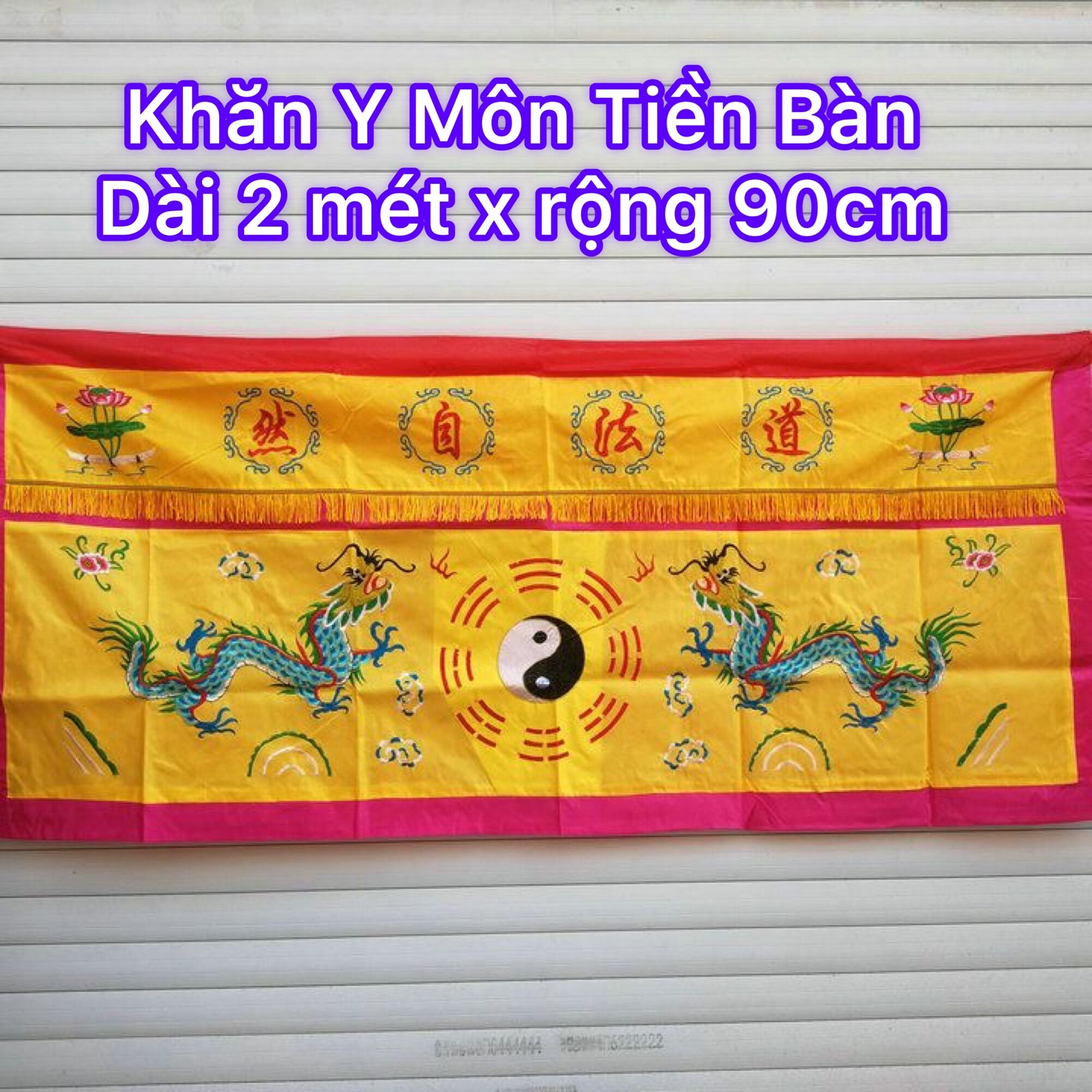 Khăn y môn tiền bàn tiền khai treo trước ban thờ dài 2 mét x rộng 90cm