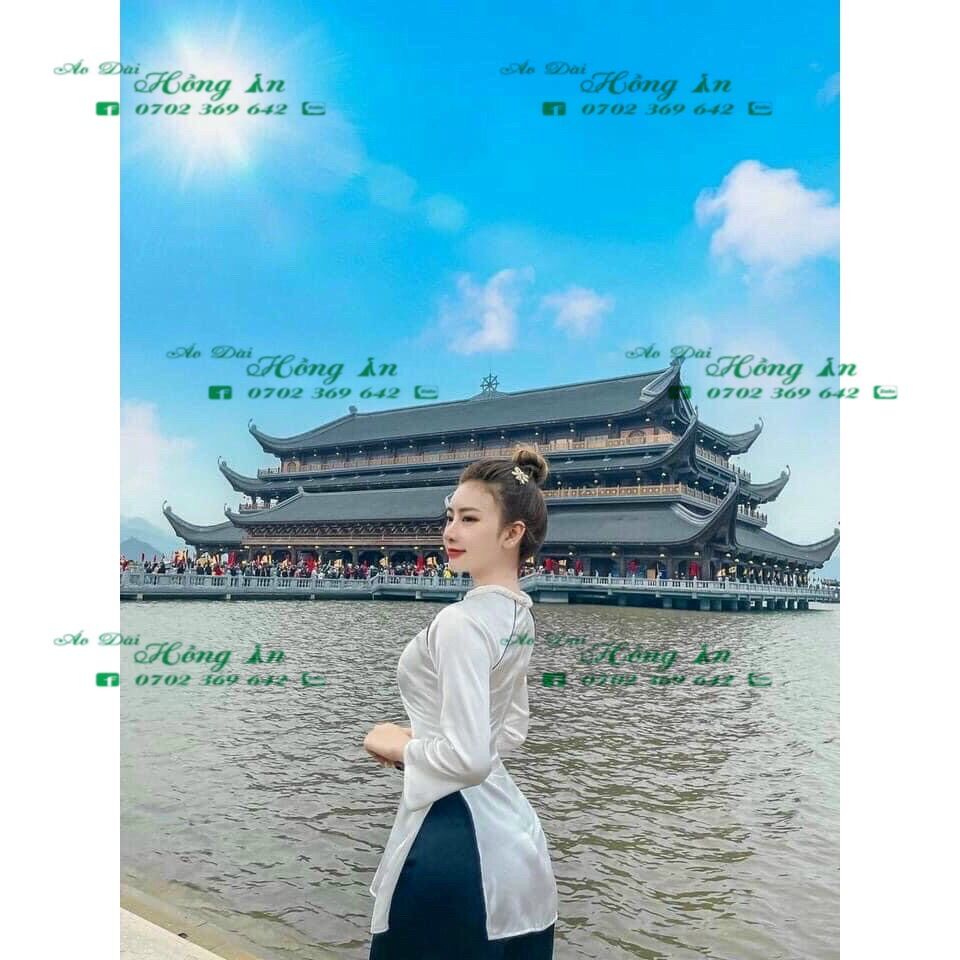 Áo bà ba cách Tân - Đồ lam - Bộ đi chùa