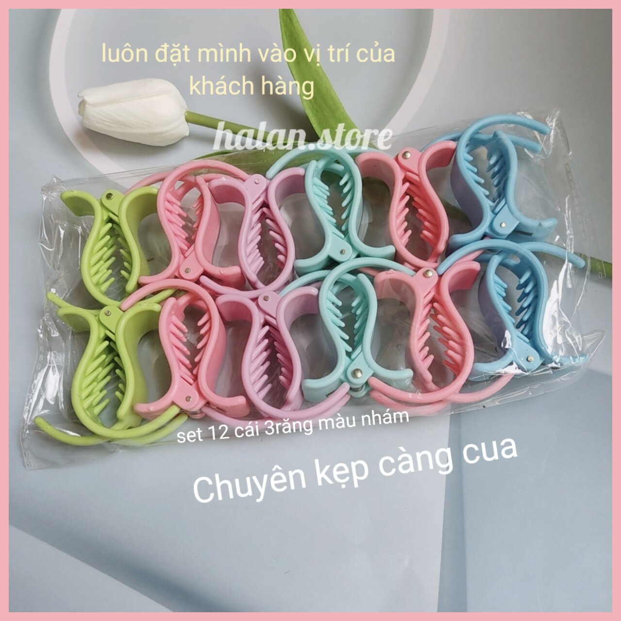 Kẹp càng cua 3 răng,kẹp càng cua 3 răng nhám màu