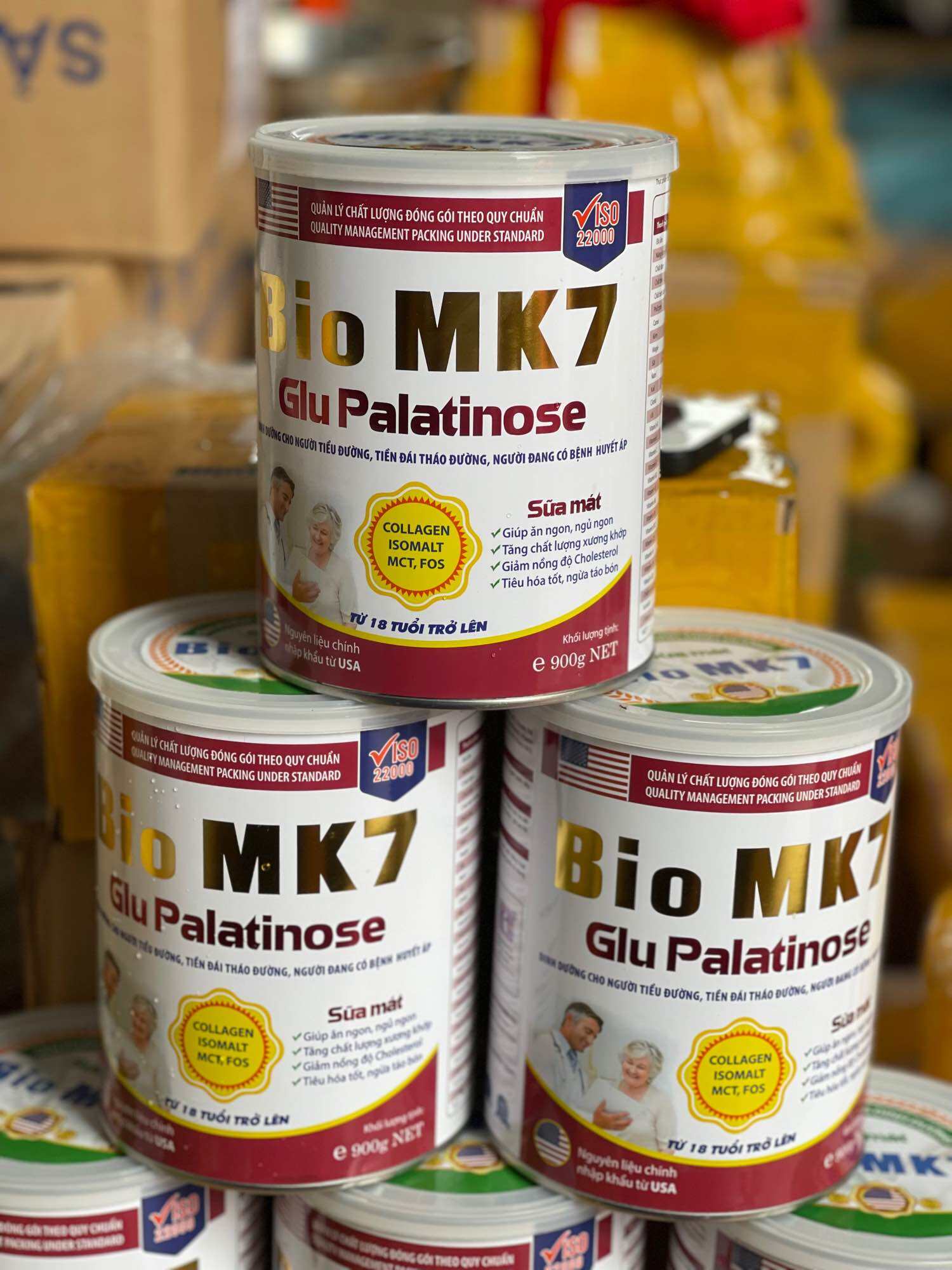 Combo 3 lon Sữa dành cho người tiểu đường Bio MK7 Glu palatinose lon lớn