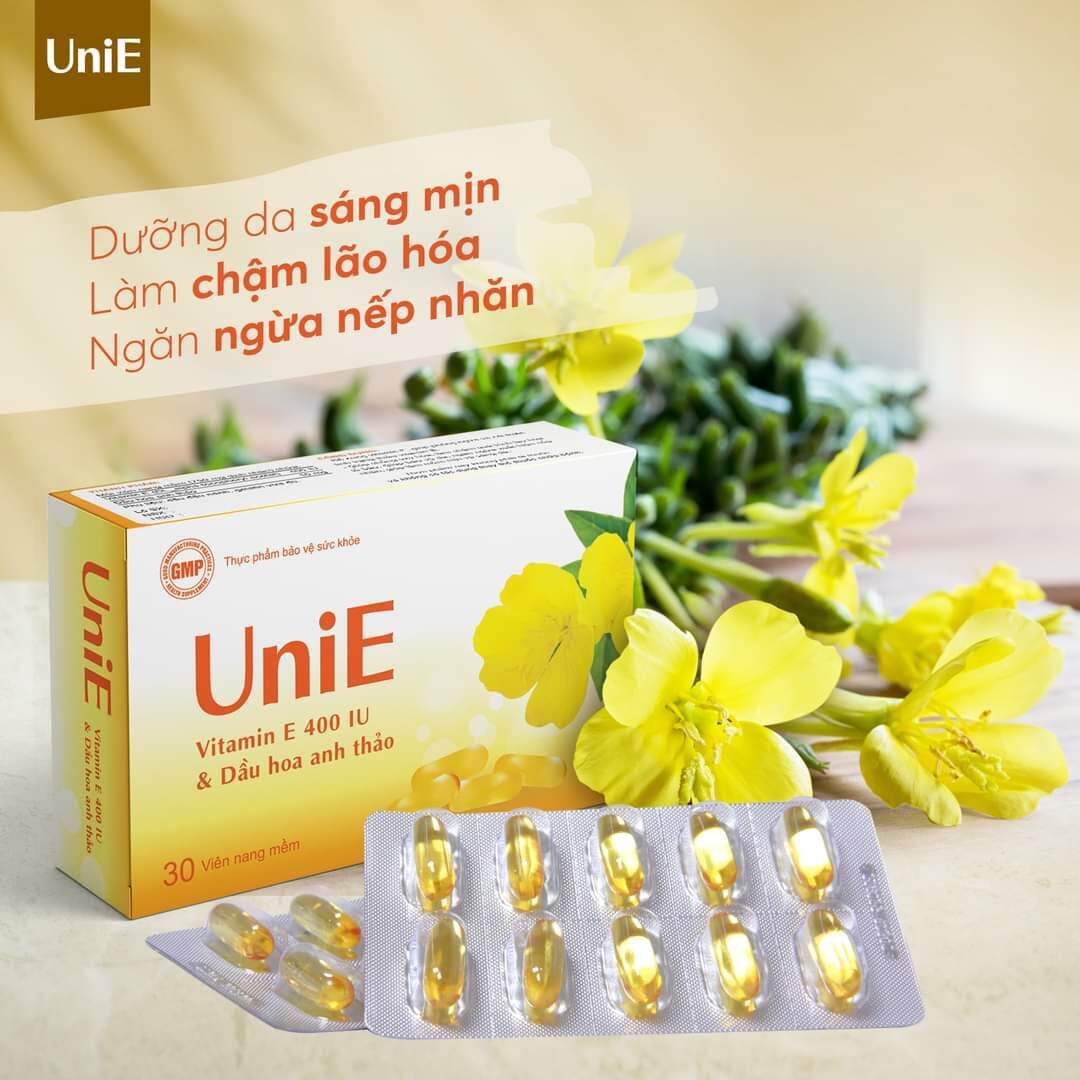 UNiE 400 IU kết hợp tinh dầu hoa anh thảo- Bổ sung Vitamin E cho da trắng sáng mịn màng