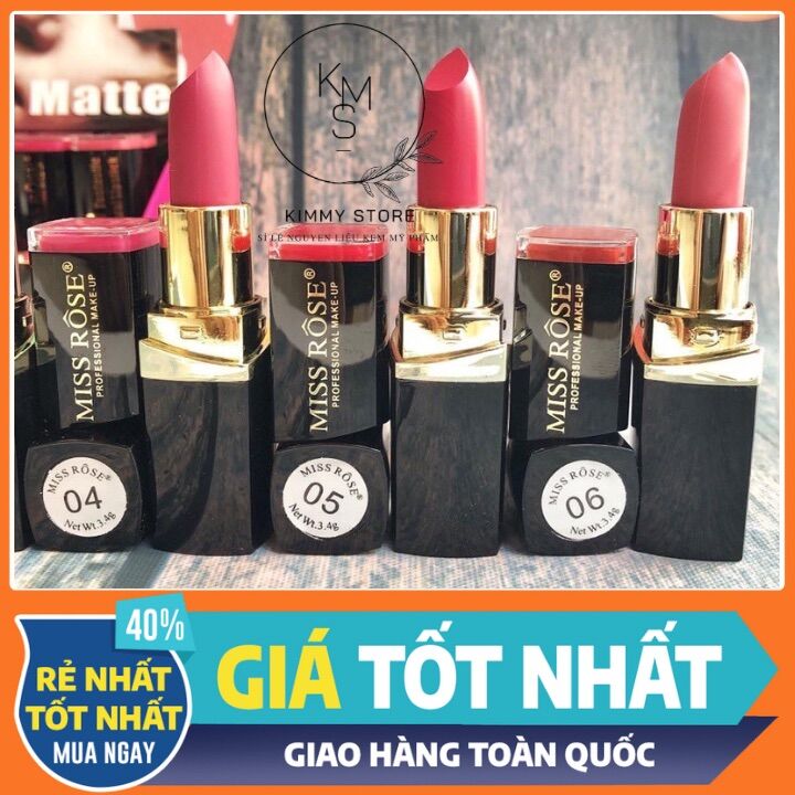 SON MISS ROSE 3d lì mềm mịn kèm son dưỡng ( Missrose )
