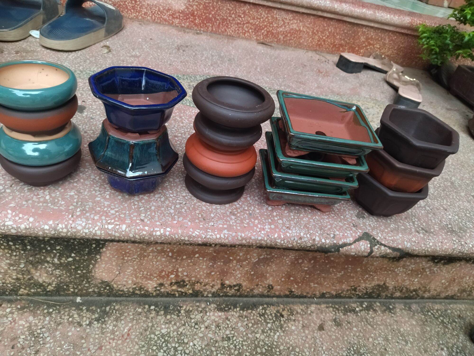 combo 17 chậu mini trồng sen đá, bonsai (có thể thay đổi mẫu chậu tùy đợt sx ạ)