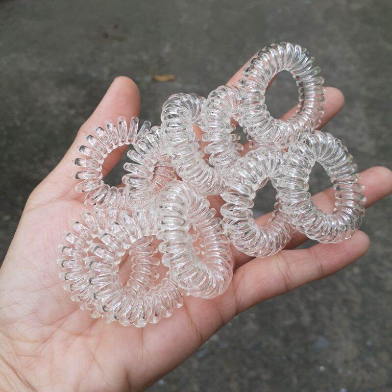 Túi 10 Lò xo cột tóc màu trắng trong suốt (Cở 2.5cm)