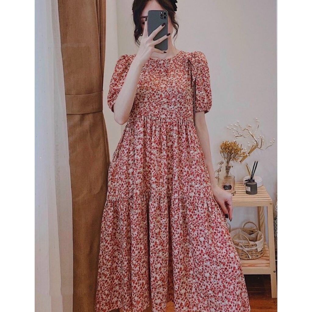 Đầm bầu hoa nhí dự tiệc thời trang