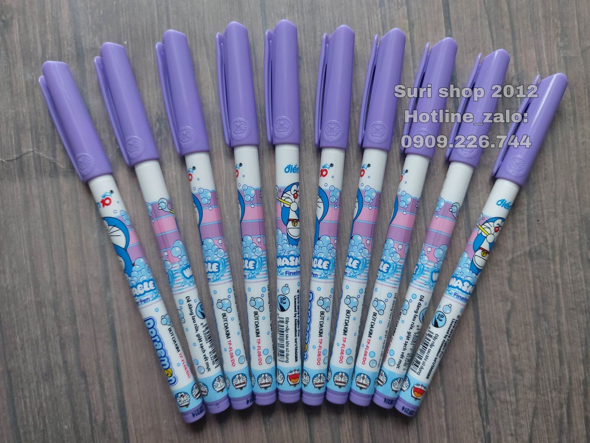 Hộp 10 cây bút lông kim FL-08/Do Doraemon ngòi 0.3mm chính hãng cho học sinh tiểu học