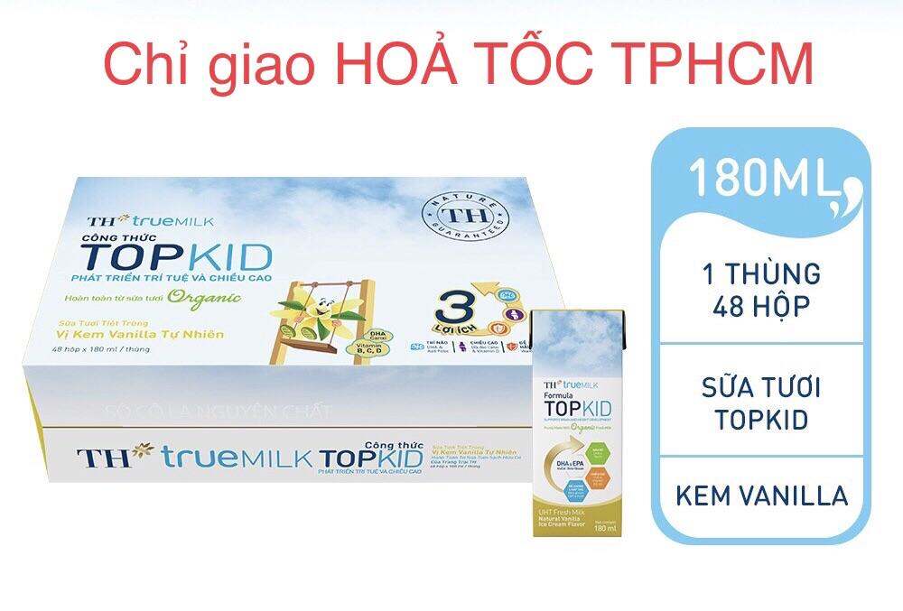 Thùng 48 hộp sữa TH topkid organic (180ml/hộp)