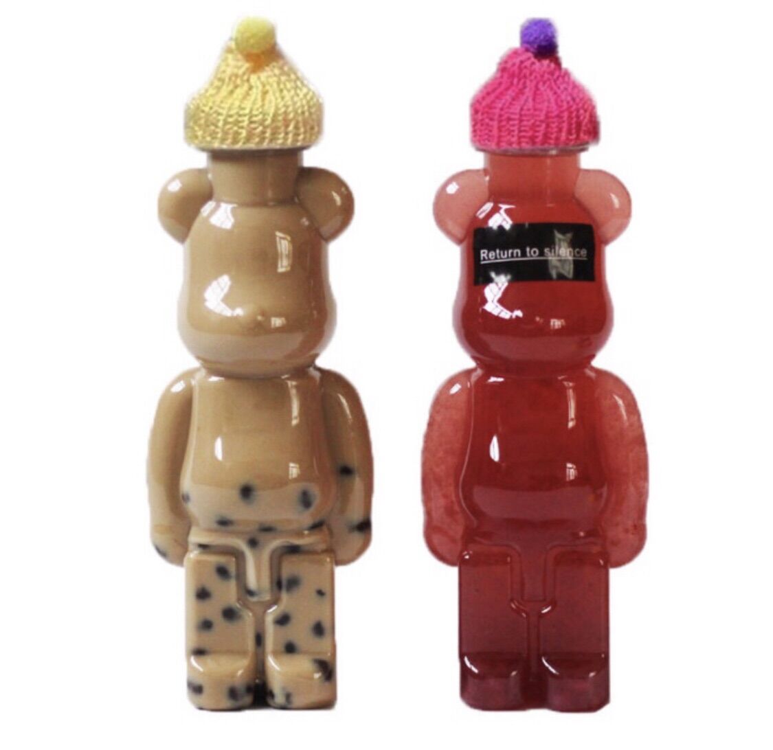 Chai Bearbrick hot trend đựng trà, trà sữa 500ml-chai gấu