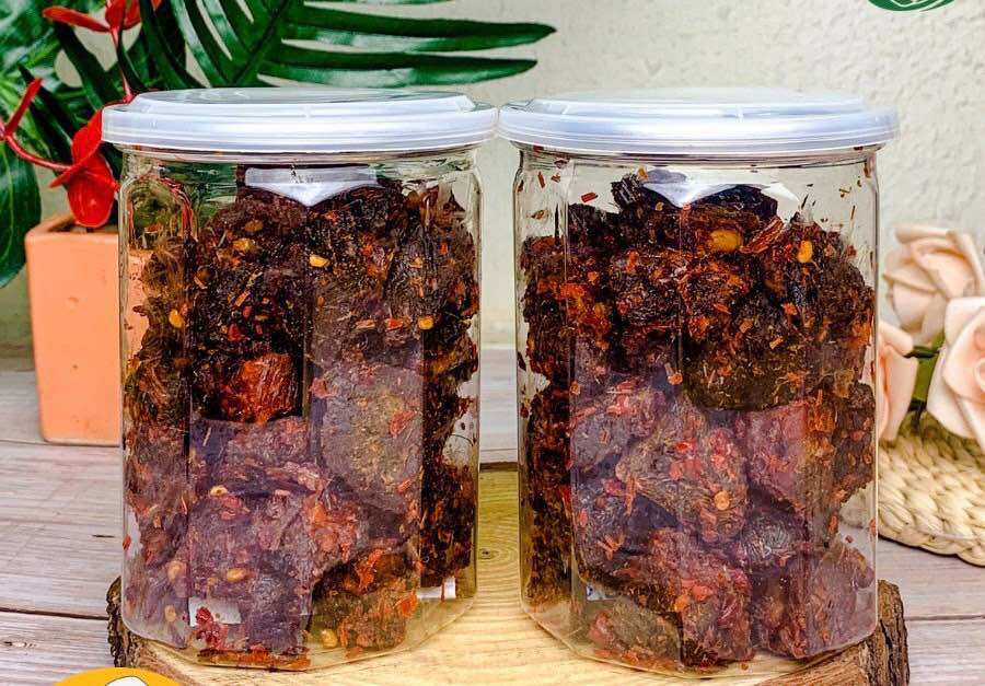 Khô bò viên thượng hạng bò củ chi 100% tẩm ướp gia vị sẵn hủ 300g