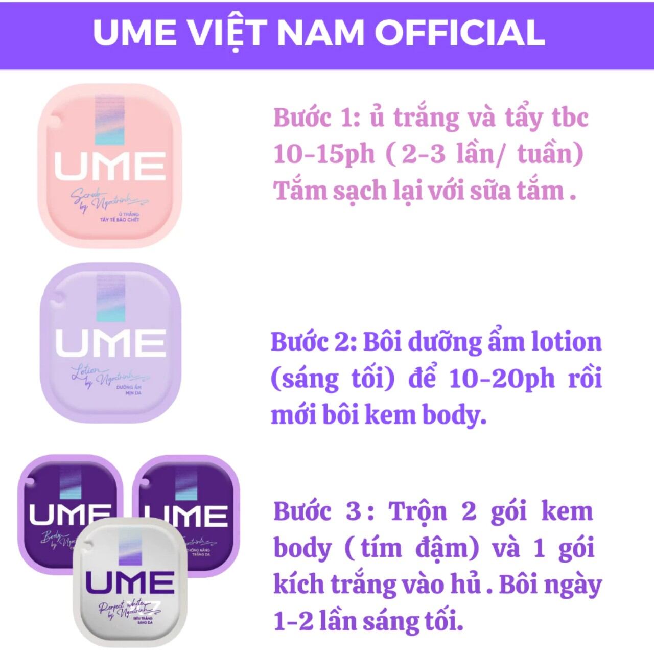 [tặng 2 gói body] Kem body trắng da Ngọc Trinh UME ( x7 + ủ trắng )