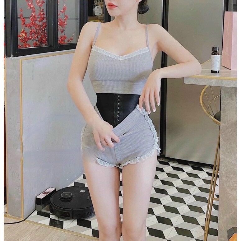 Quần đùi thun gân phối ren