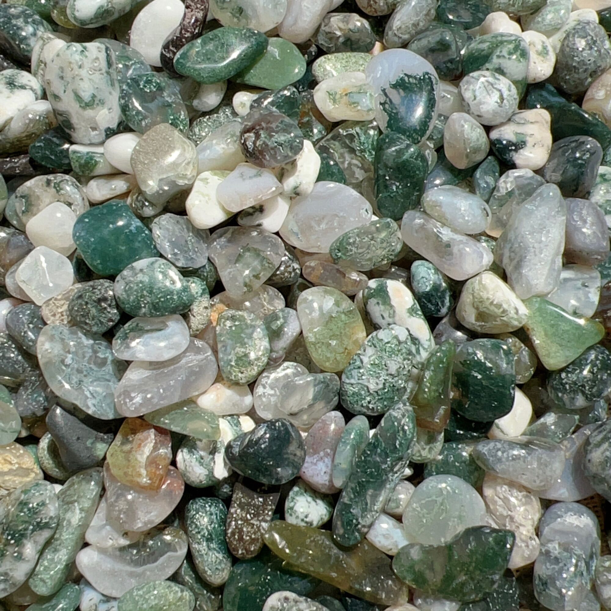 100g vụn đá Moss Agate/ Mã não rêu/ Băng ngọc thủy tảo tự nhiên