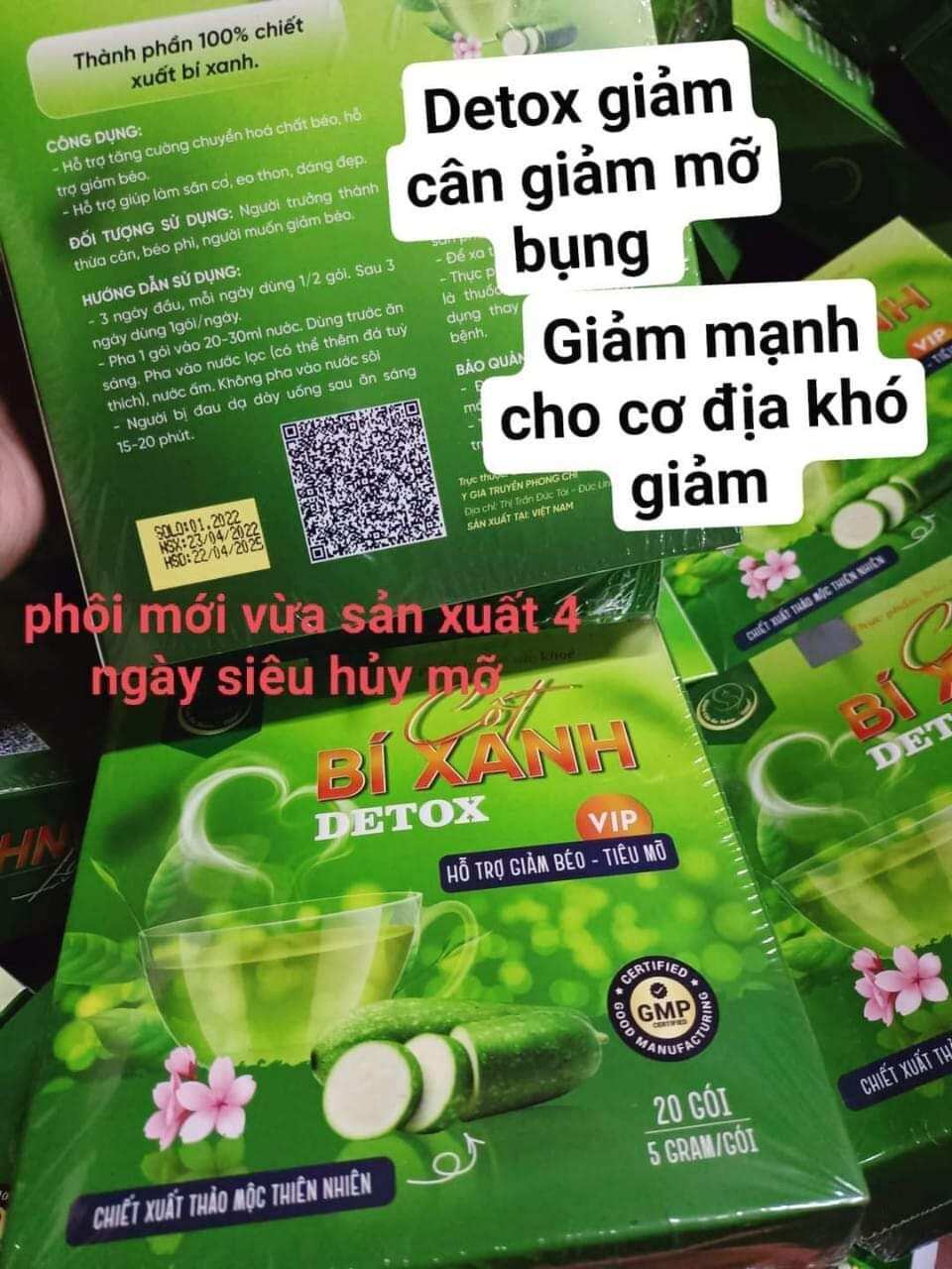 Cốt bí xanh detox giảm cân thiên nhiên 1 hộp 20 gói.