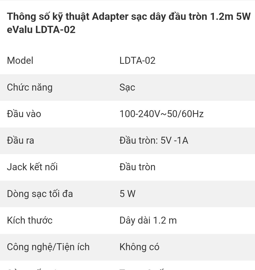 [HCM] Adaptor Đầu Tròn eVALUE 5V - 1A