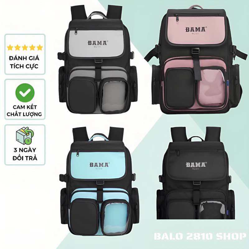 Balo BAMA BASIC BACKPACK SS2 Cặp Đi Học Bama Chất Vải Canvas Trượt Nước Đựng Vừa Laptop 15.6 Inch Balo 2810 Shop