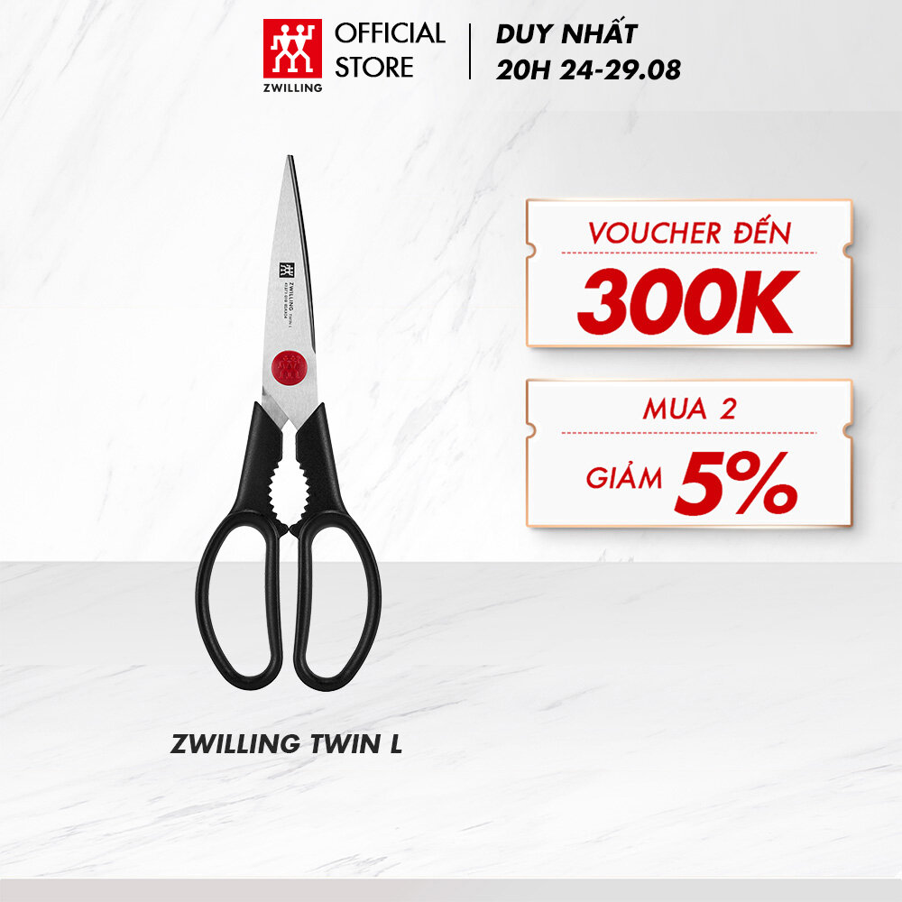 Kéo bếp có thể tháo rời zwilling twin l bằng thép không gỉ 20cm, màu đen