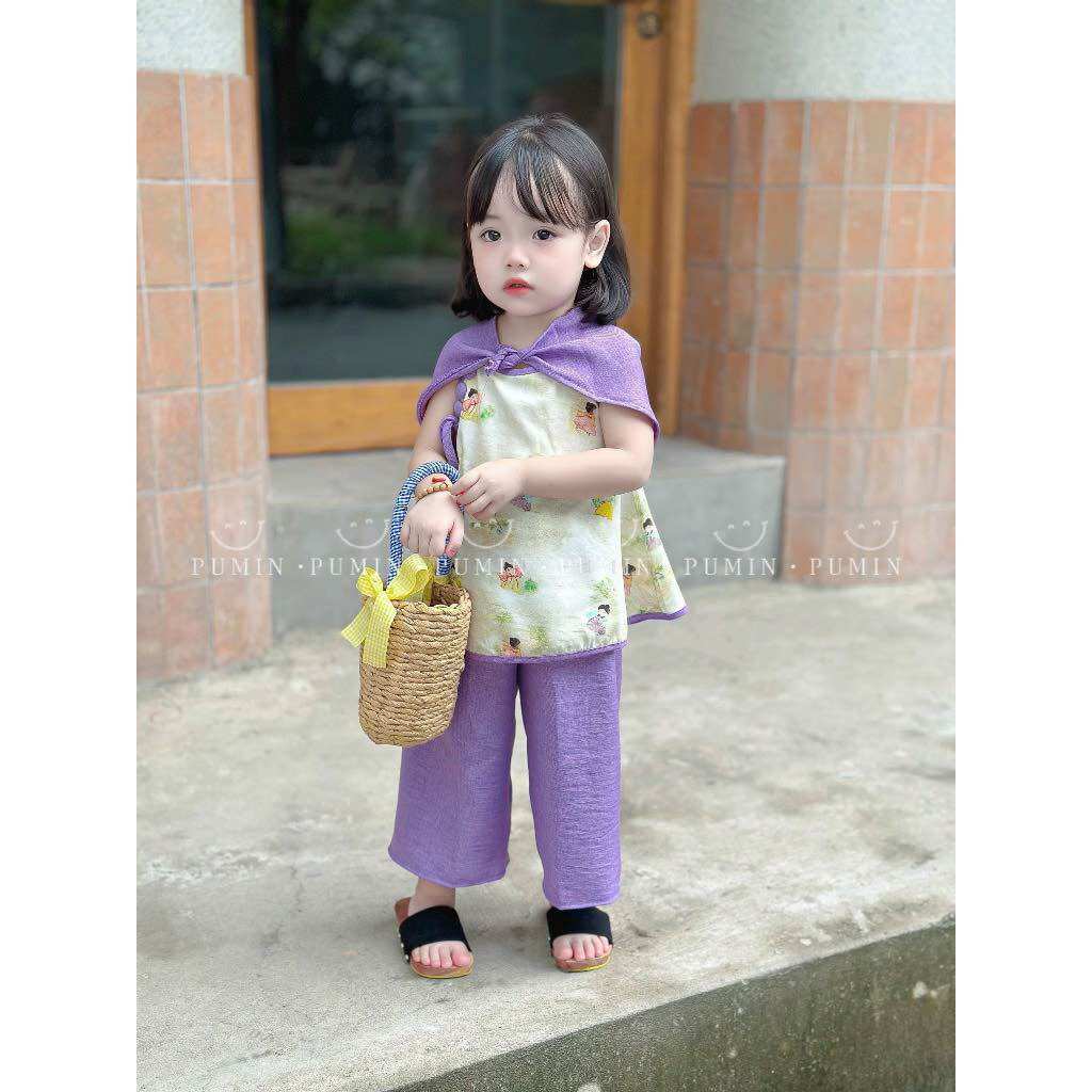 Set Yếm Tím Kèm Khăn Siêu Cưng Bé Gái