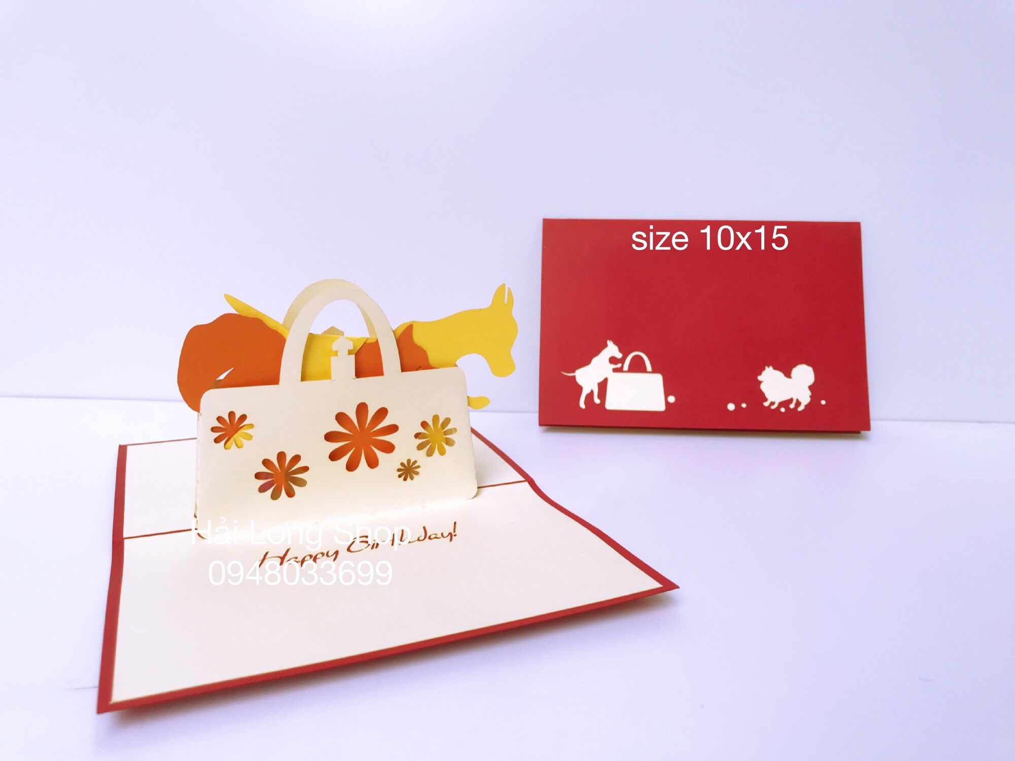 Túi Xách ( 2 con chó ) - Dog - Birthday - Thiệp 3D