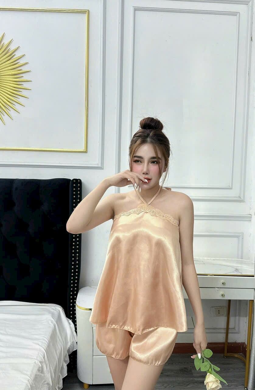 Set bộ yếm dây hở lưng sexy quyến rữu chất lụa latin mềm mại A11