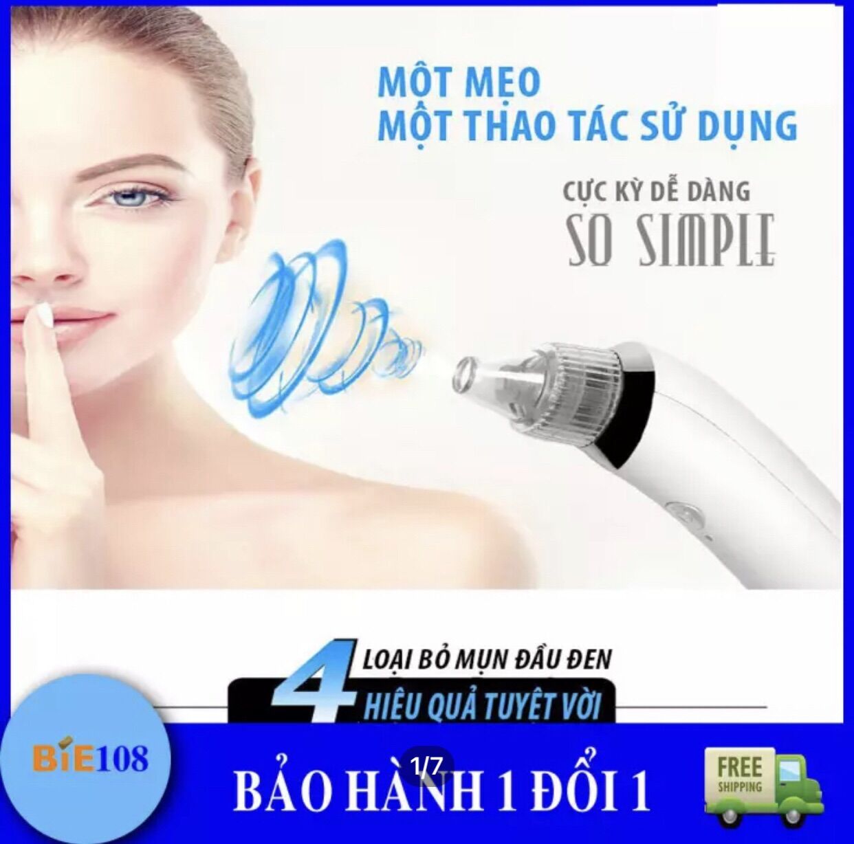 Máy Hút Mụn Đầu Đen, Máy Hút Mụn Hàn Quốc, Máy Hút Mụn Cầm Tay - Hút Tất Cả Mụn Cám, Mụn Bọc, Mụn Mủ Trên Cơ Thể. Máy Hút Mụn Sạch Sâu Bên Trong Da Mặt. Sản phẩm Pin rời an toàn hiệu quả. Bie108