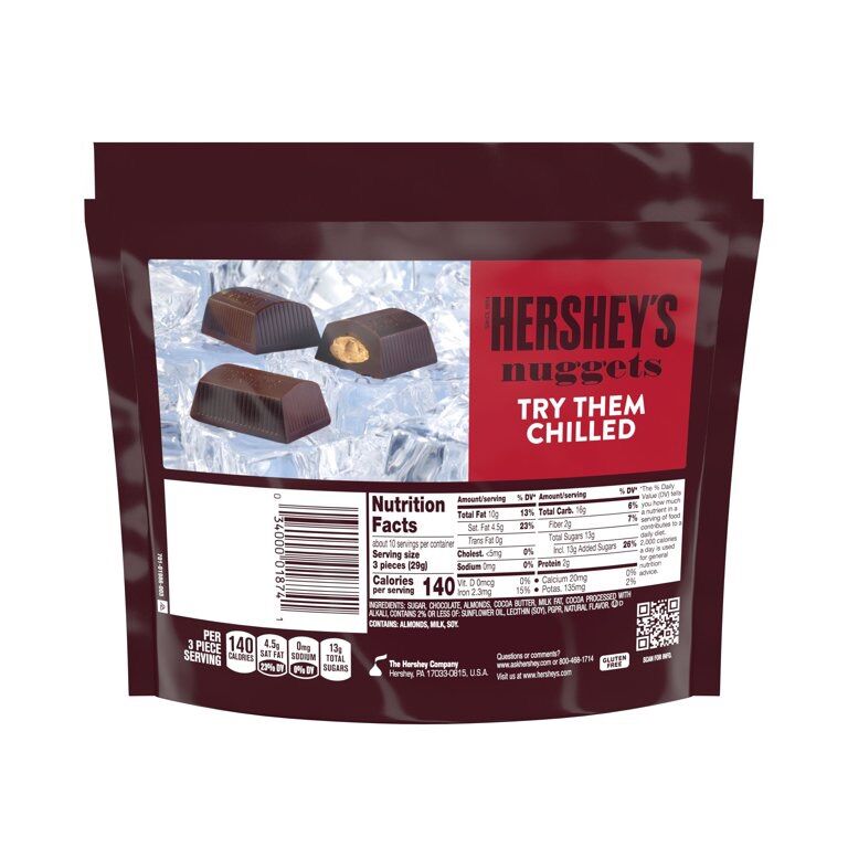 Hershey Nuggets Dark Chocolate with Almonds Socola đắng ,bịch 286g