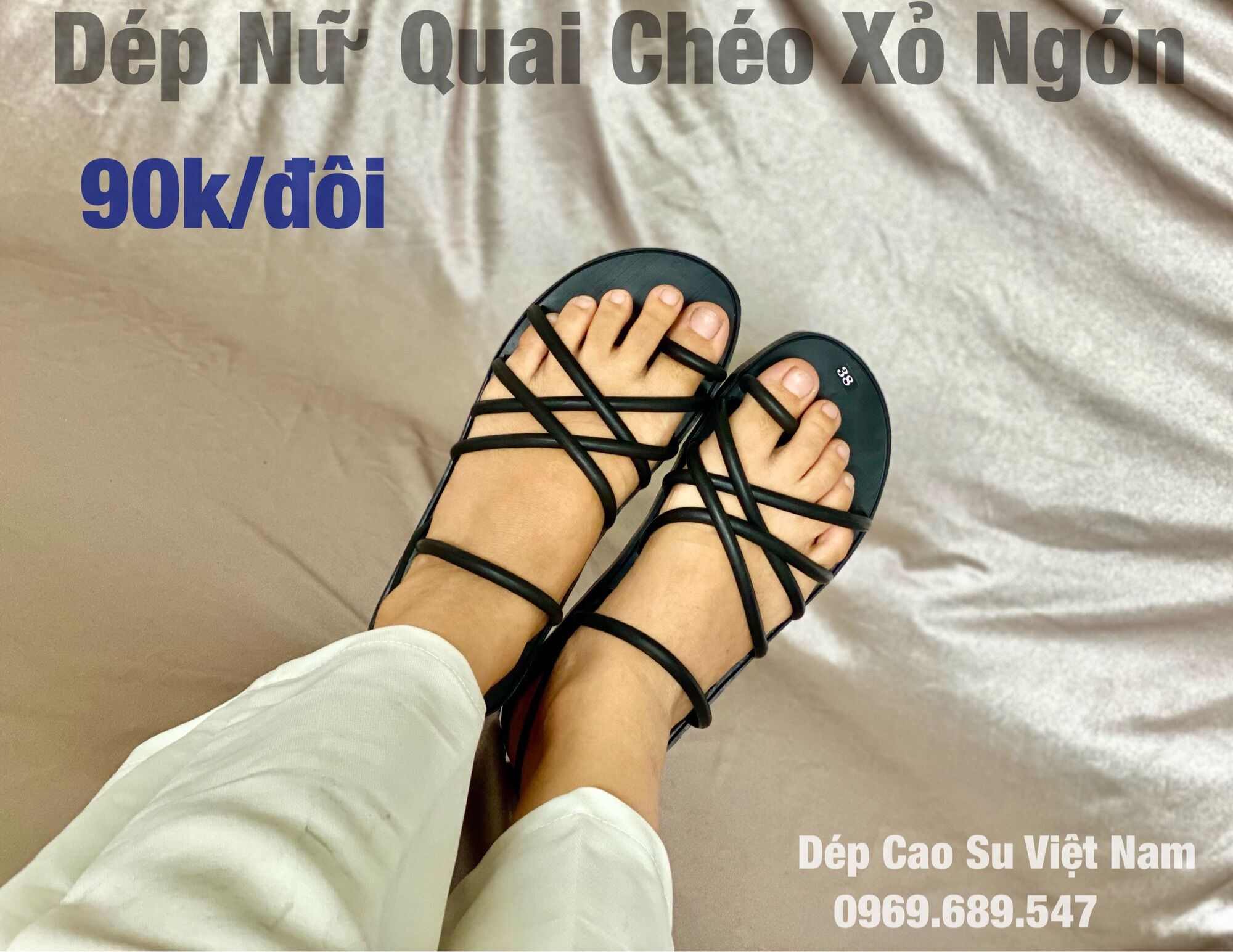 Dép Cao Su Nữ Quai Chéo Xỏ Ngón DR4