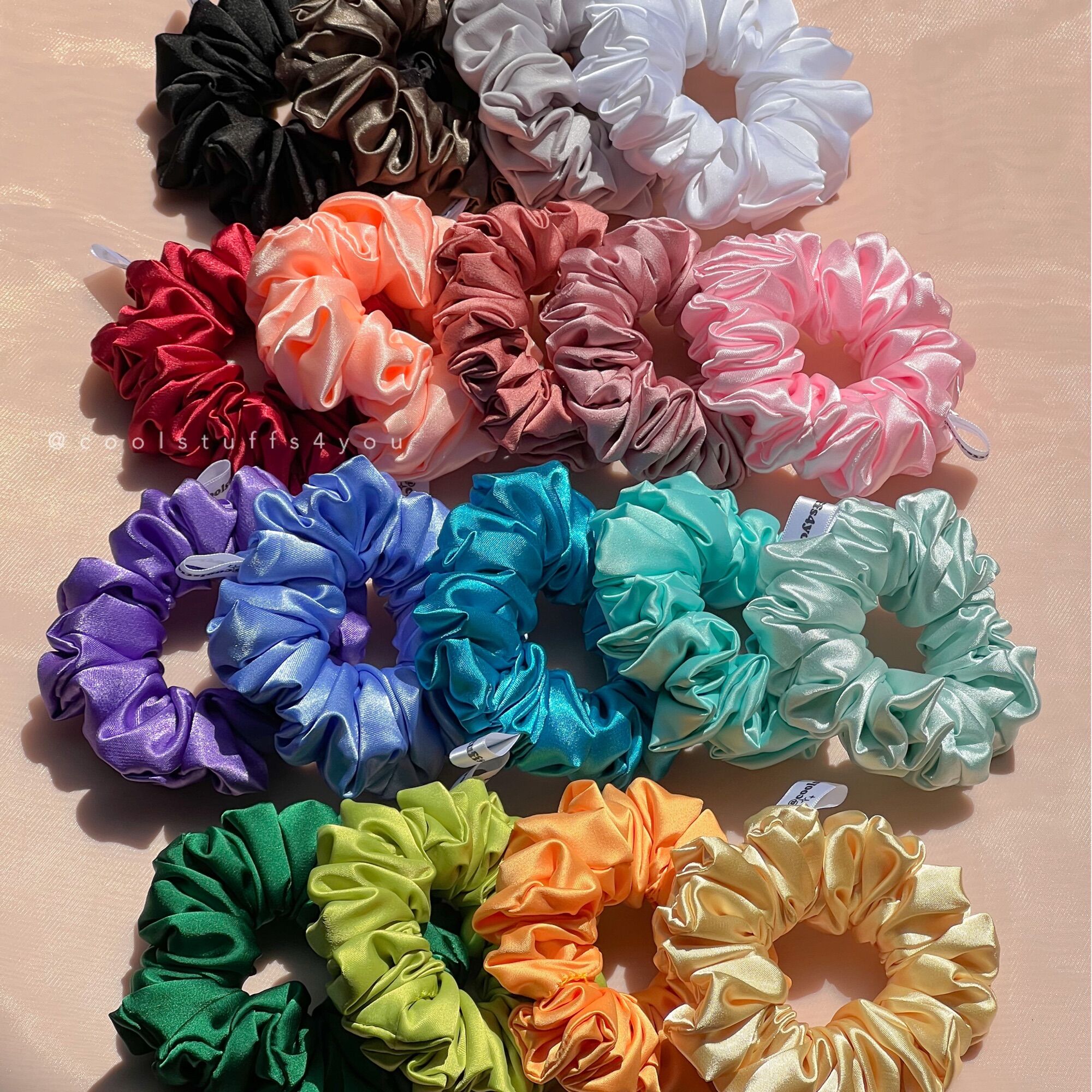 Buộc Tóc Scrunchies Lụa Minisize Vải Mịn {Bảng Màu Minisize Lụa}