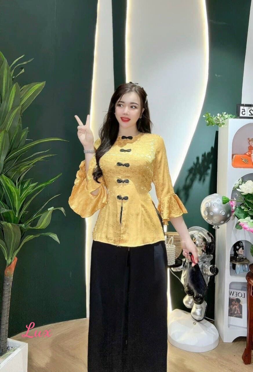 Sét bộ bà ba gấm tay loe th