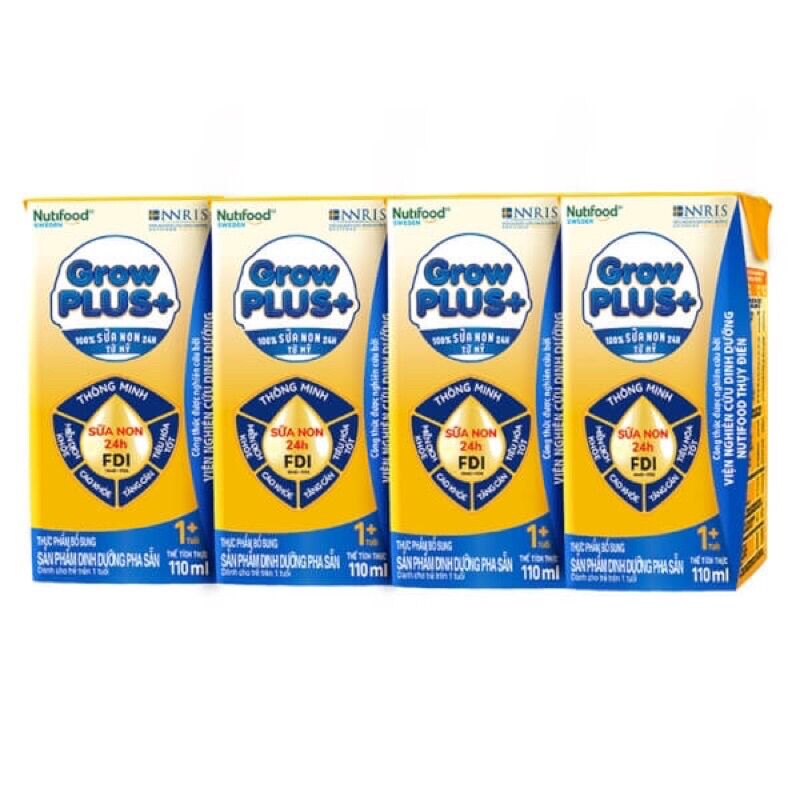 Lốc 4 hộp sữa Growplus vàng 110ml