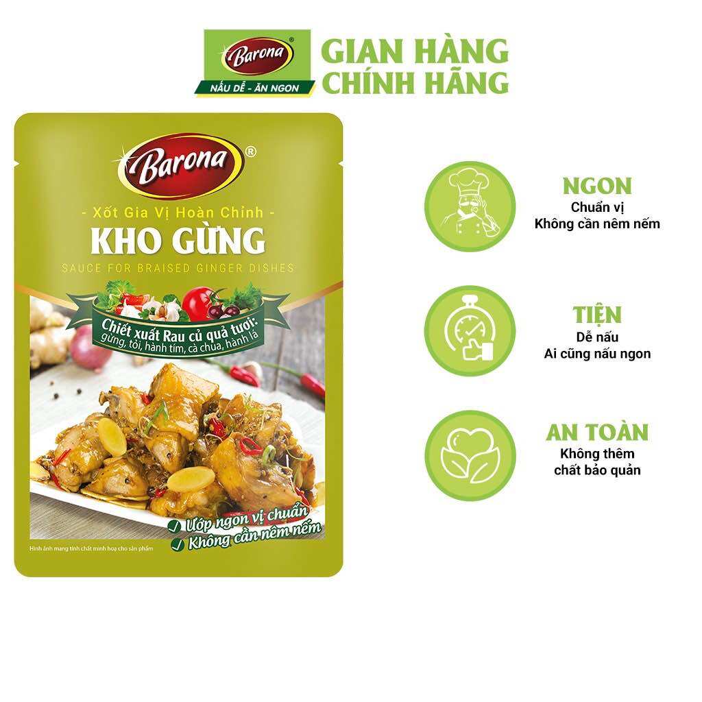 Xốt gia vị hoàn chỉnh Barona - Kho Gừng 80gr