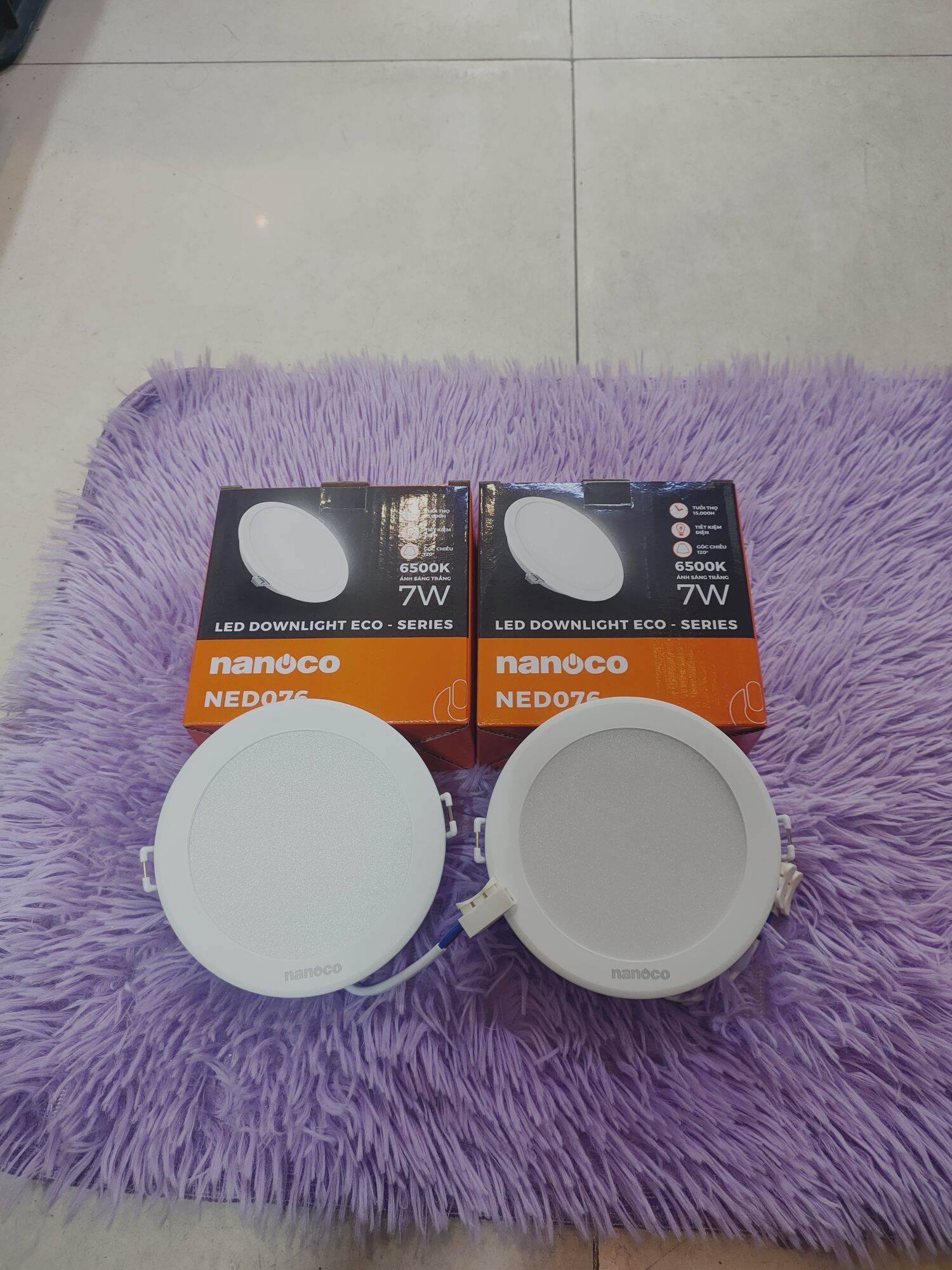 Đèn led âm trần Nanoco d90-7w 1 màu _3 màu