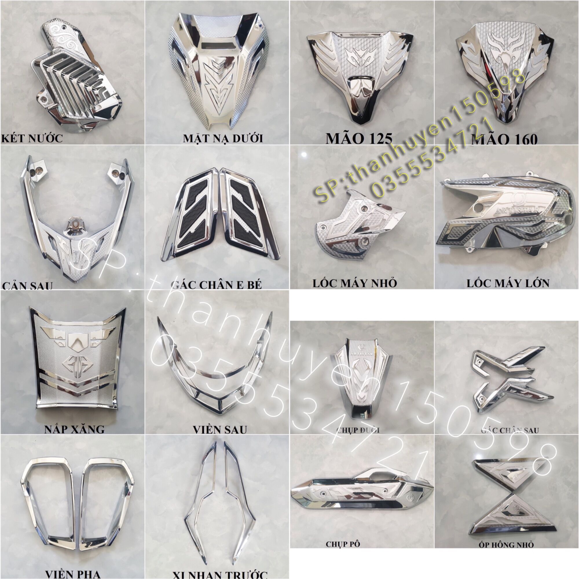 Full bộ ốp trang trí mạ crom airblade 2023 artistar