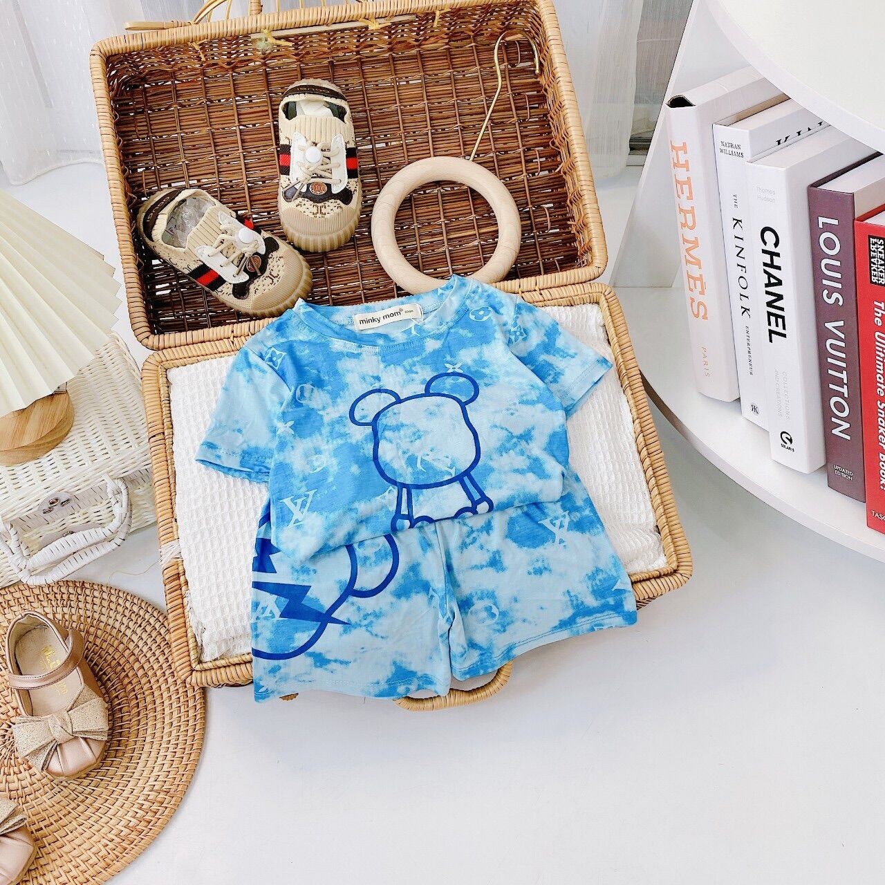 Bộ cộc tay thun lạnh minky cho bé