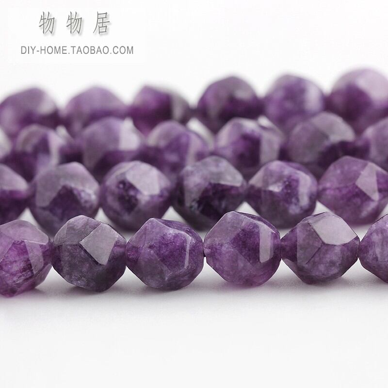 Hạt ngọc thạch anh đá tự nhiên hạt rời cắt góc pha lê tím hạt 8mm hạt vòng tay vật liệu vòng tay vòng tay diy phụ kiện vòng tay