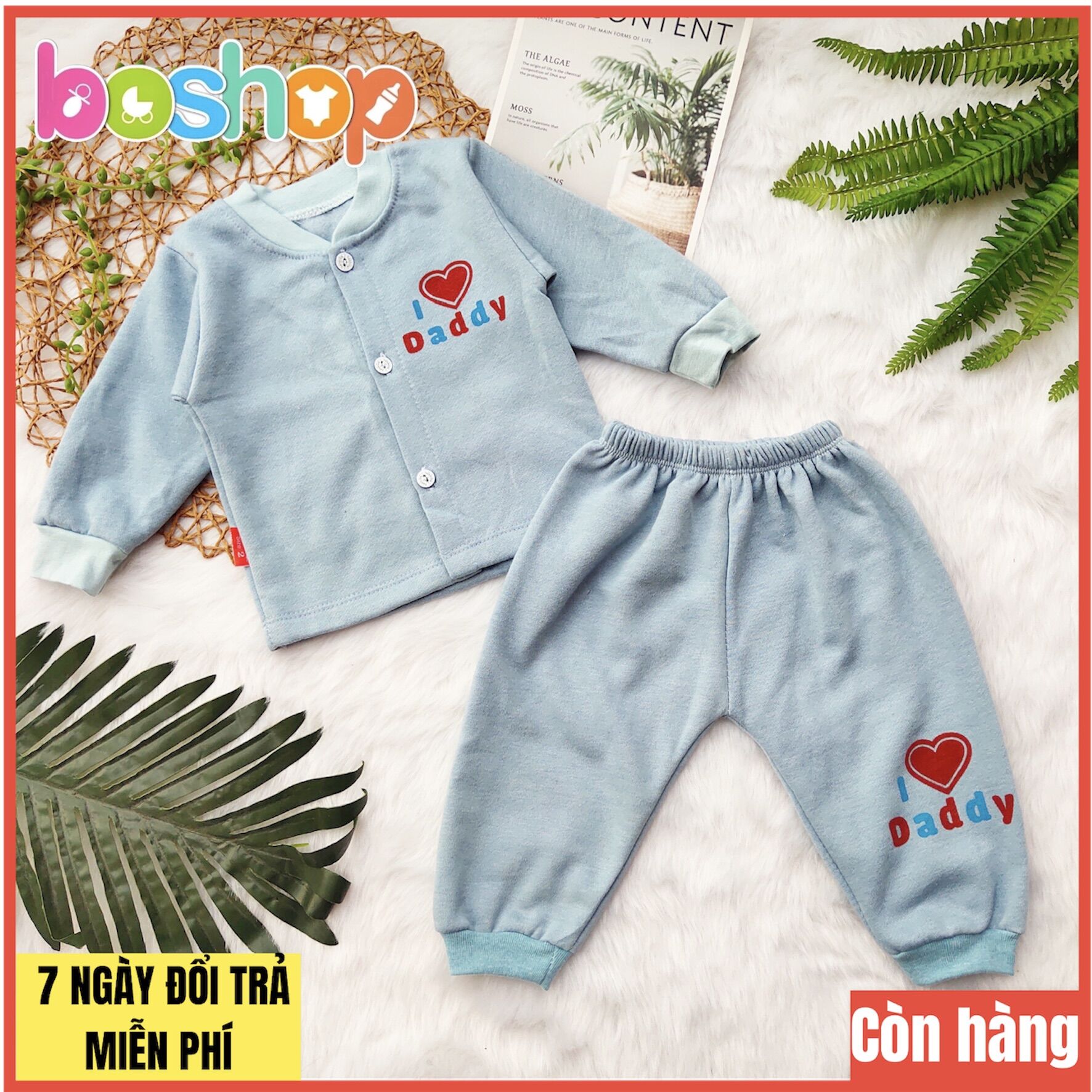 Bộ quần áo nỉ bông cho bé từ 3-10kg