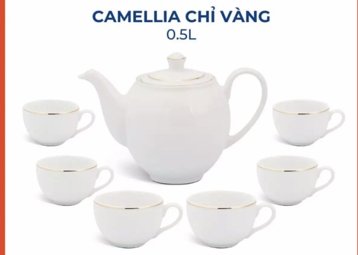 Bộ ấm trà minh long 0.5l chỉ vàng 01503801403