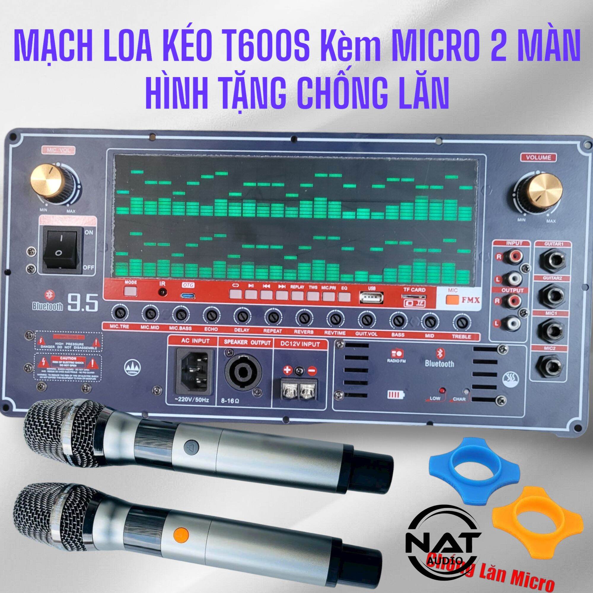Mạch loa kéo công suất lớn T600S Kèm micro chọn lọc tặng chống lăn