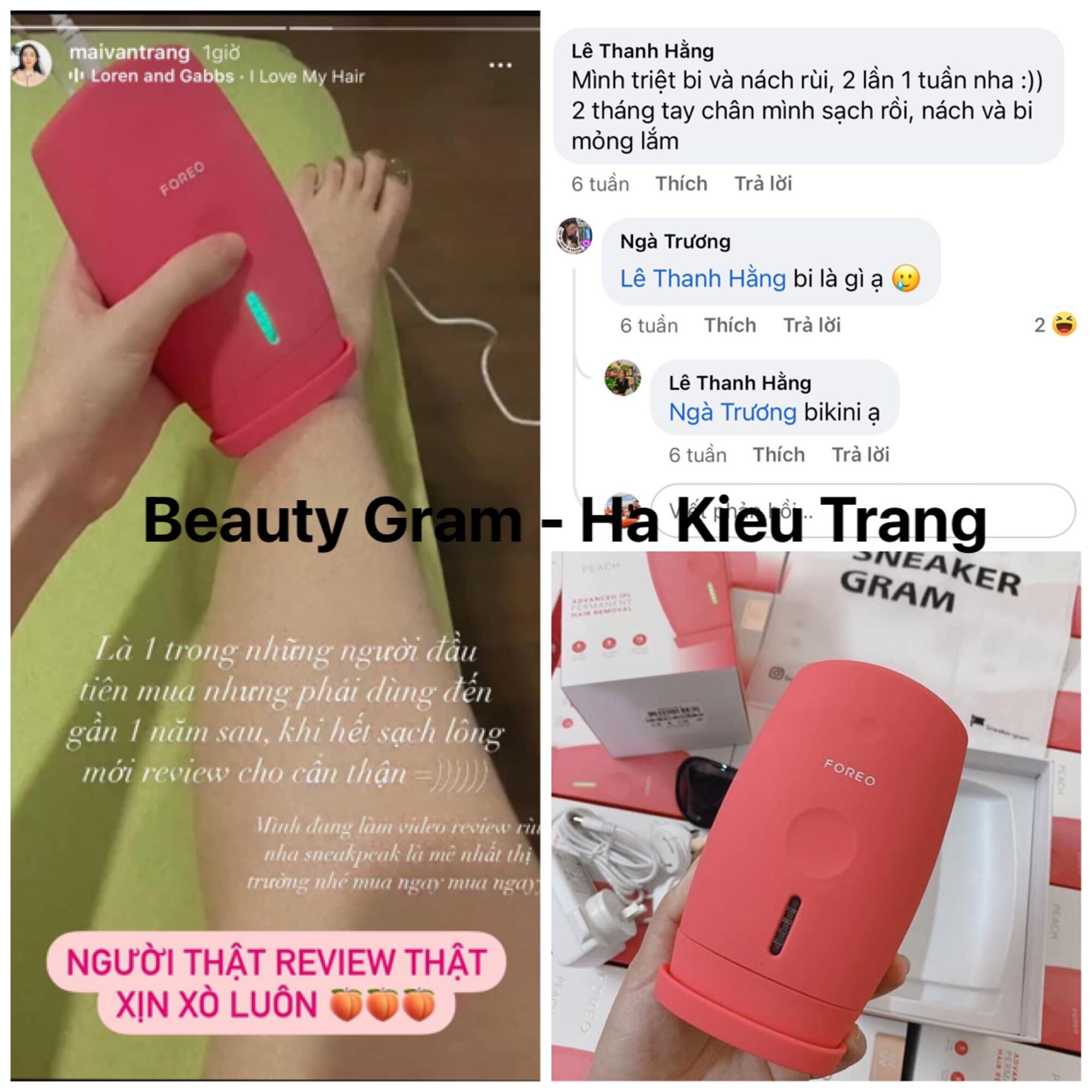 Máy triệt lông FOREO PEACH chính hãng (Free Bảo hành 2 năm - Đủ bill)
