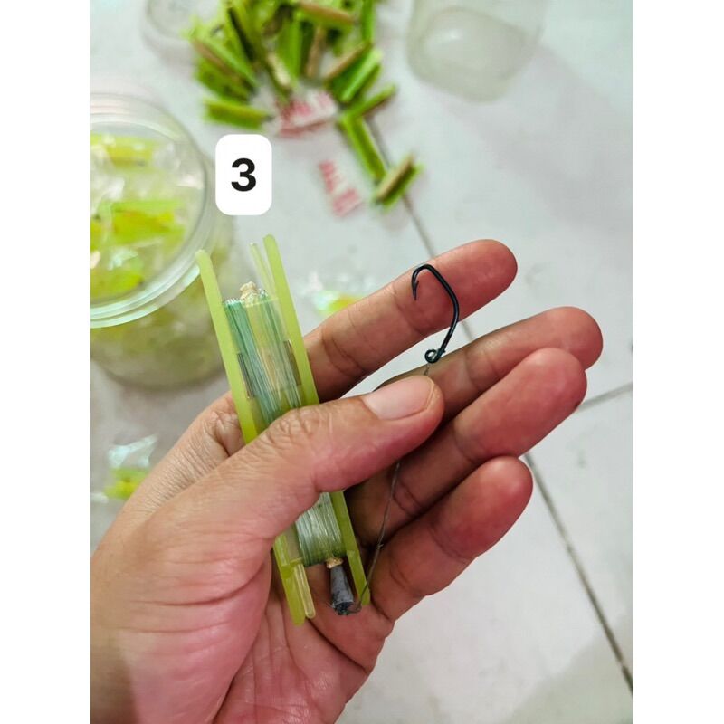 Combo 5 Bộ lưỡi câu tóm sẵn kèm dây cước và phao bắp câu cá sặc, cá rô, cá lóc nhỏ