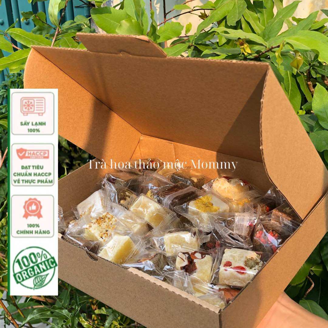 Hộp 60 viên 16 vị trà đường đen, đường phèn hoa cúc