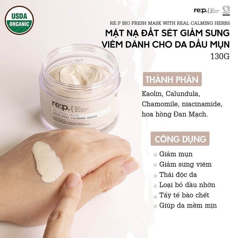 Mặt Nạ REP Đất Sét RE:P / REP Bio Fresh Mask With Real Calming Herbs 130g