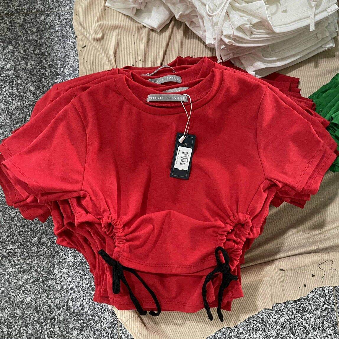 Áo kiểu rút cột dây hai bên áo croptop form 45kg