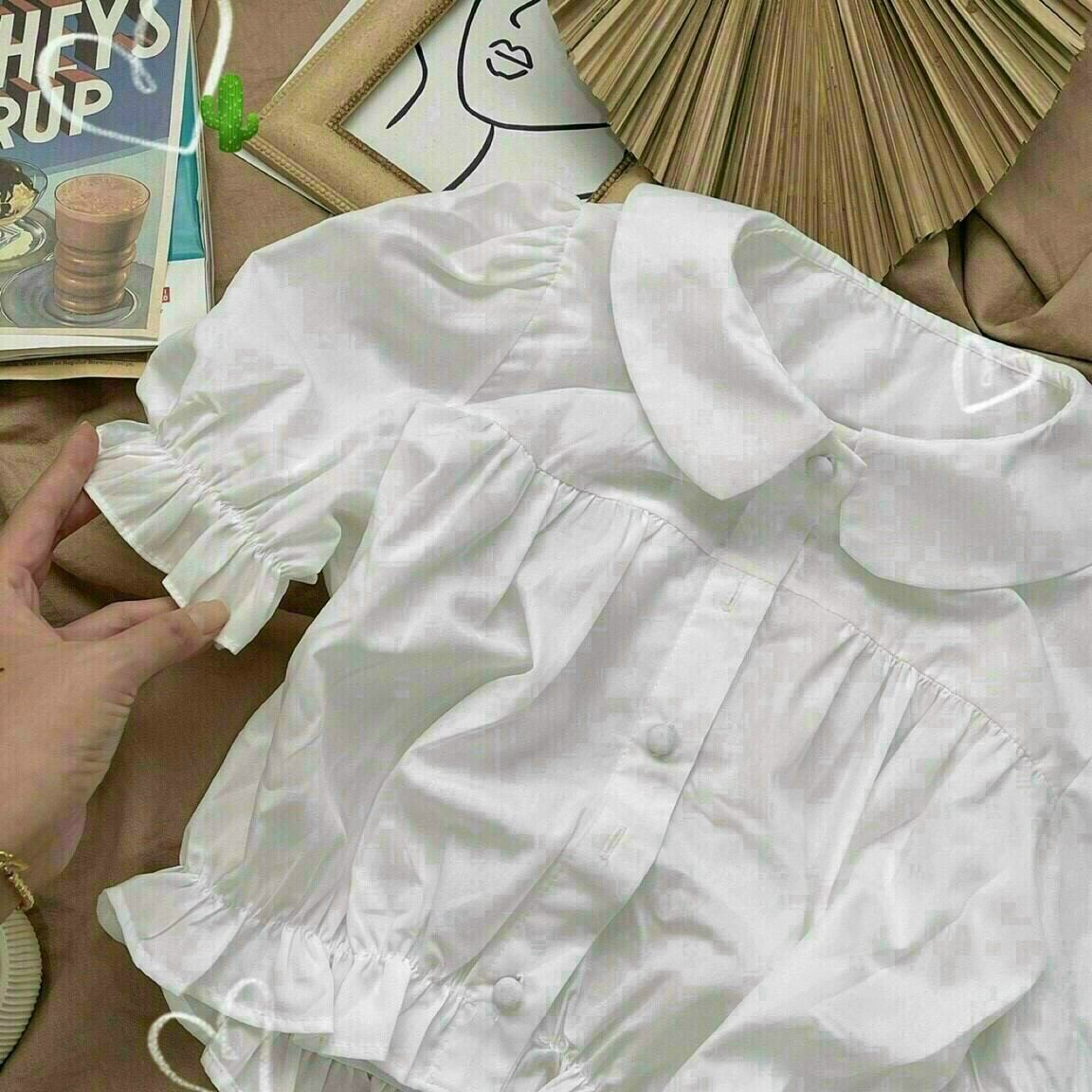 ÁO SƠ MI BO EO NHÚNG CROPTOP FORM 45KG(PC)