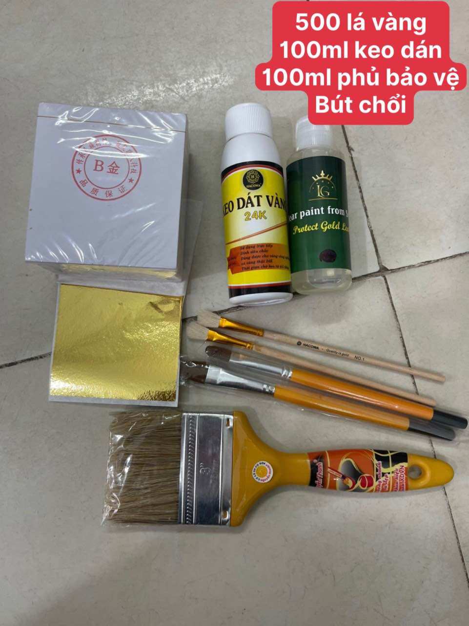 COMBO DÁT VÀNG 24k ĐÀI LOAN CHO GỖ ĐỒNG SỨ SIÊU BÓNG