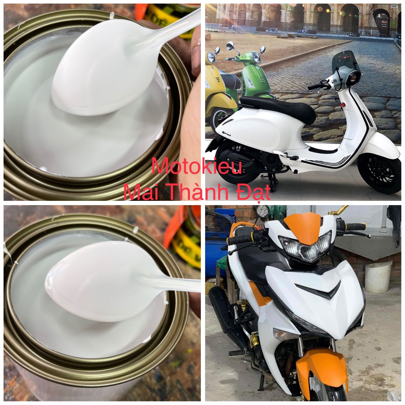 Sơn Màu Trắng Super Nhám Sơn oto xe máy , đóng lon 1Kg . Motokieu Maithànhđạt