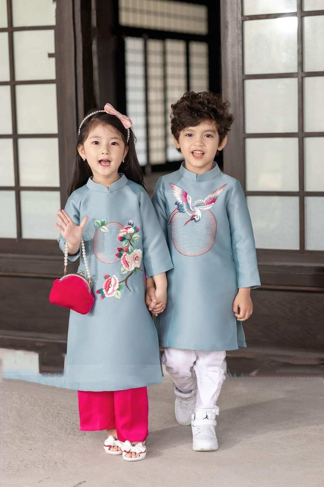 Áo dài cách tân bé trai, bé gái Hạc Hiên-HN29