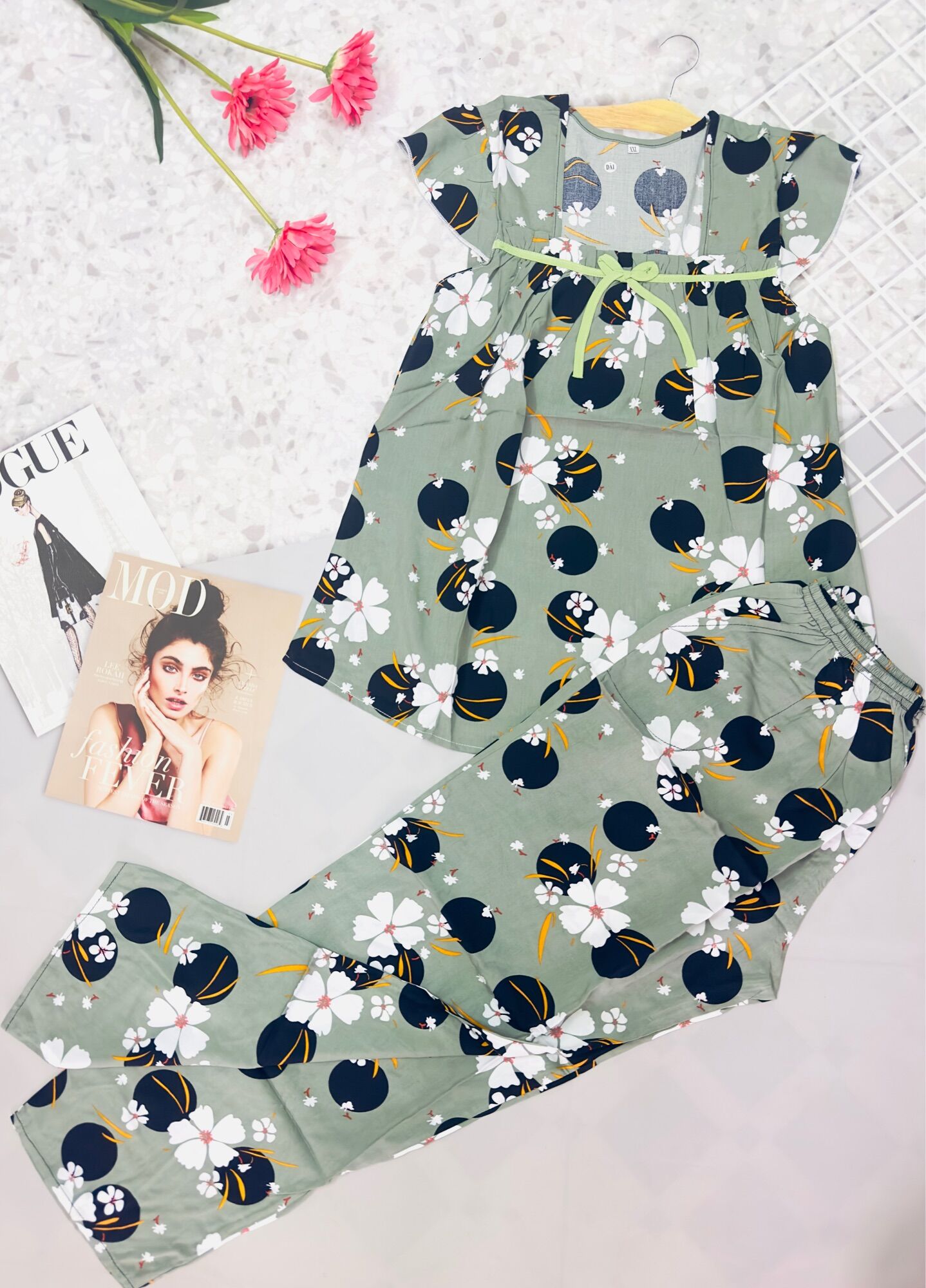 Bộ dài tole lanh mặc nhà size 4