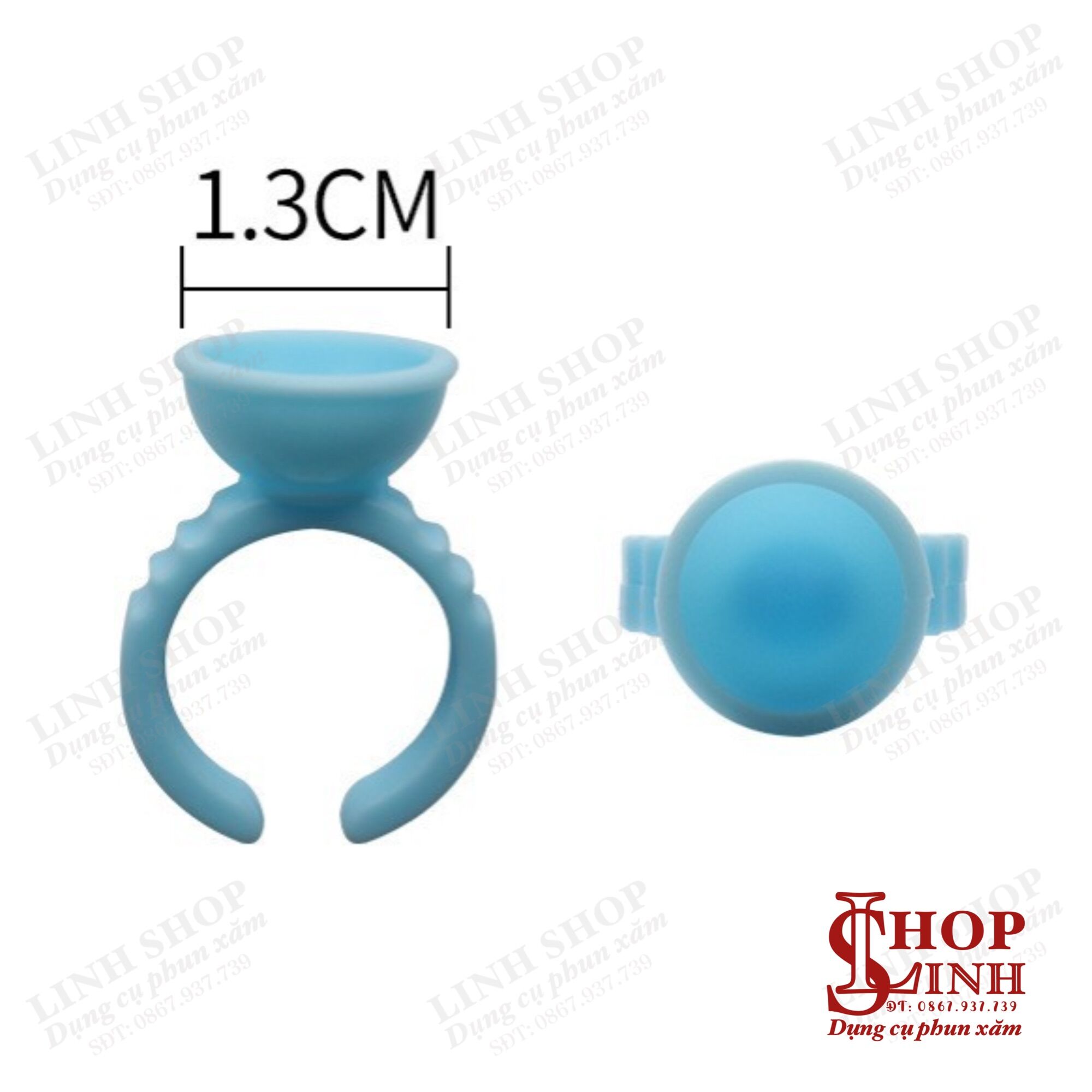 Nhẫn đựng mực Xanh, nhẫn nhựa đựng mực phun xăm, nhẫn đựng keo nối mi...