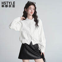 Áo sơ mi nữ HSTYLE tay dài cổ đứng màu trắng kiểu Pháp