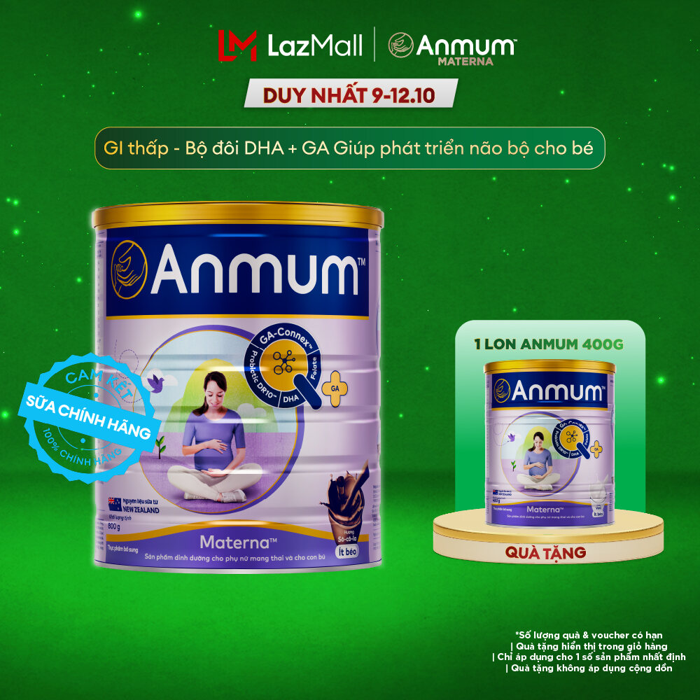 [Voucher giảm đến 16%][FREESHIP 0Đ TOÀN QUỐC] Sữa Bột Dành Cho Mẹ Bầu Anmum Materna Hương Socola 800G